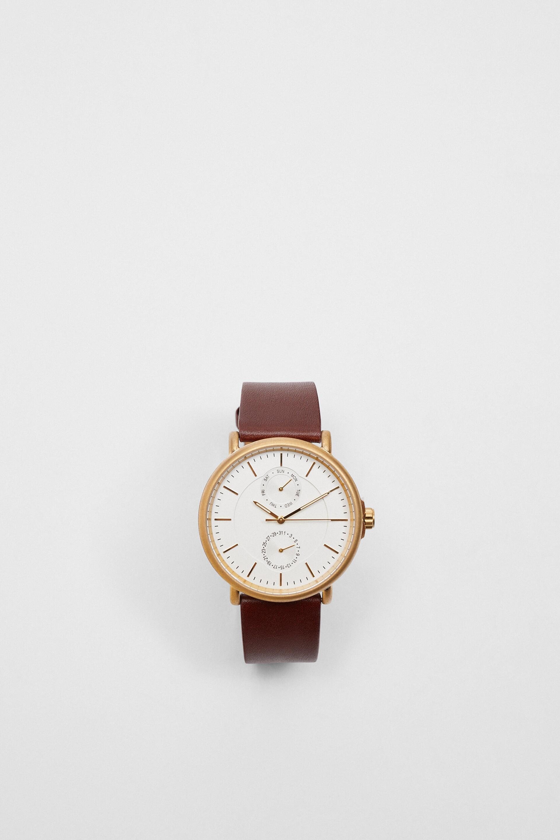 FORMAL VINTAGE LEATHER WATCH Brown ZARA Spain